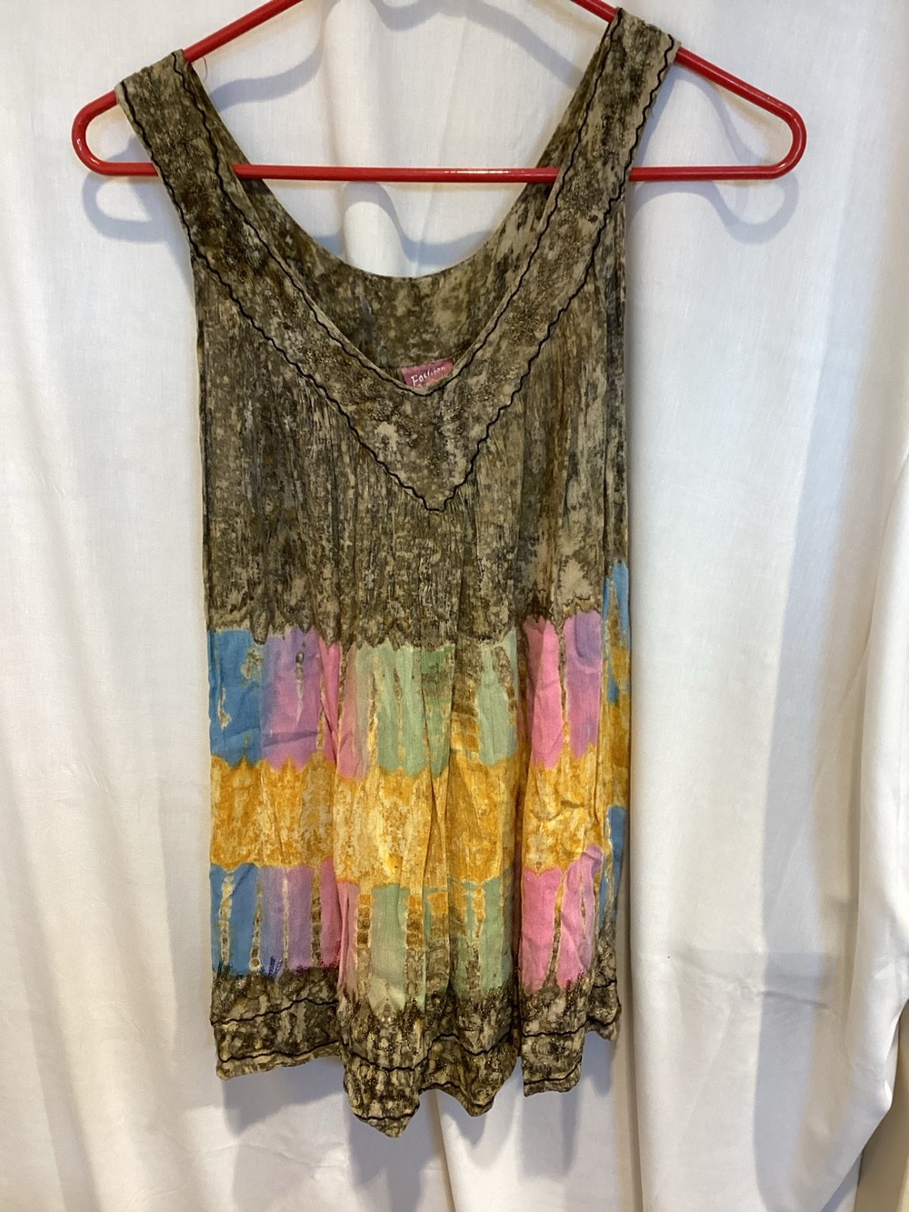 Boho Multicolor Crushed Velvet Tank Top